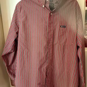 Chaps Men's Red and White Striped Shirt